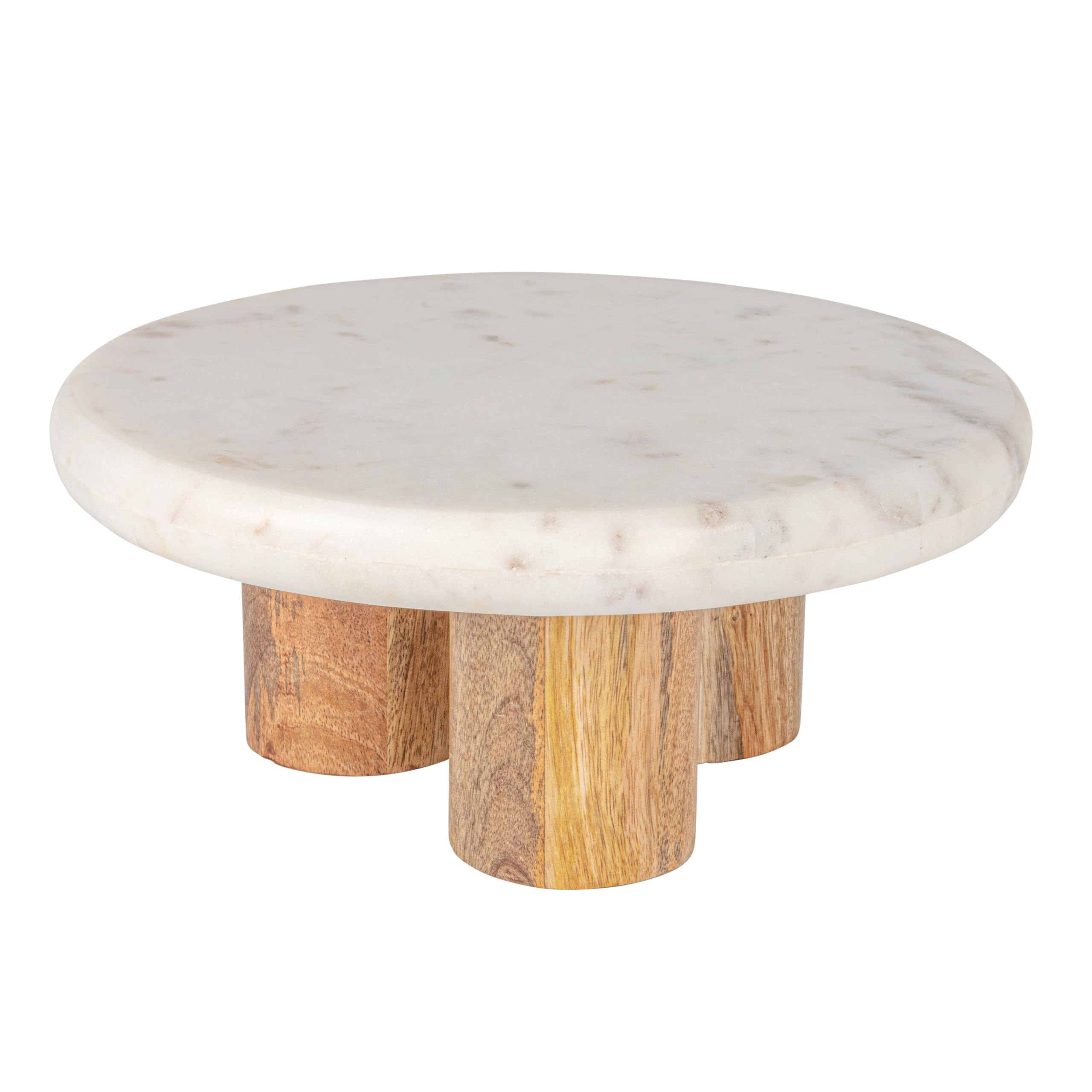 Bloomingville Round Elevated Marble and Wood Food Pedestal, 12" Diameter x 7” H, Natural | Amazon (US)