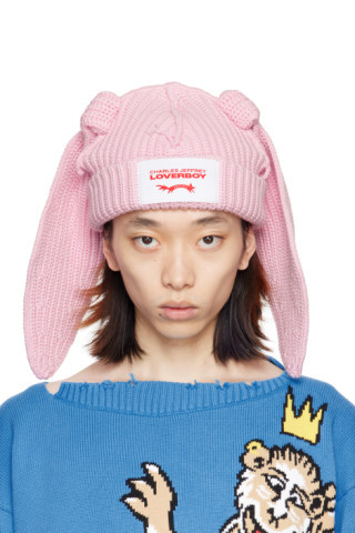 Pink Chunky Rabbit Beanie | SSENSE