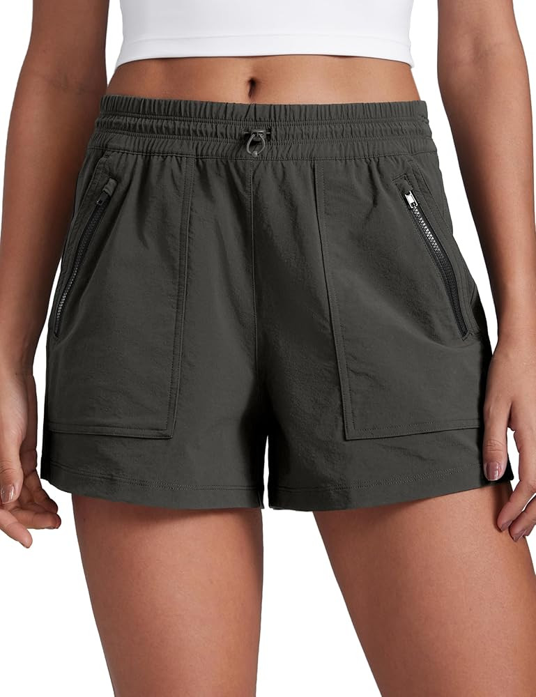 CRZ YOGA High Waisted Hiking Shorts for Women 3" - Water Resistant Cargo for Athletic Travel Outd... | Amazon (US)