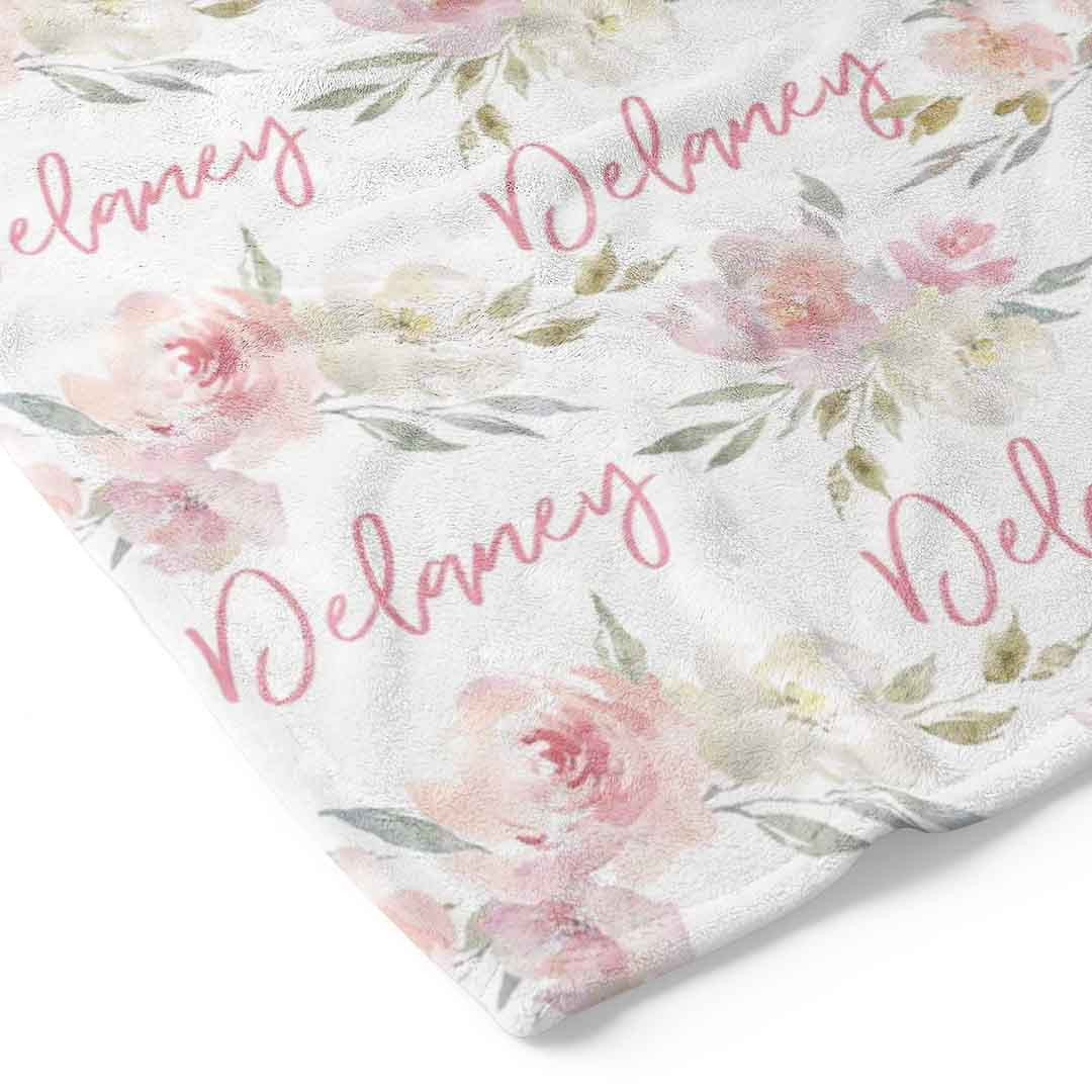 Delaney Dusty Blush Floral Personalized Toddler Blanket | Caden Lane