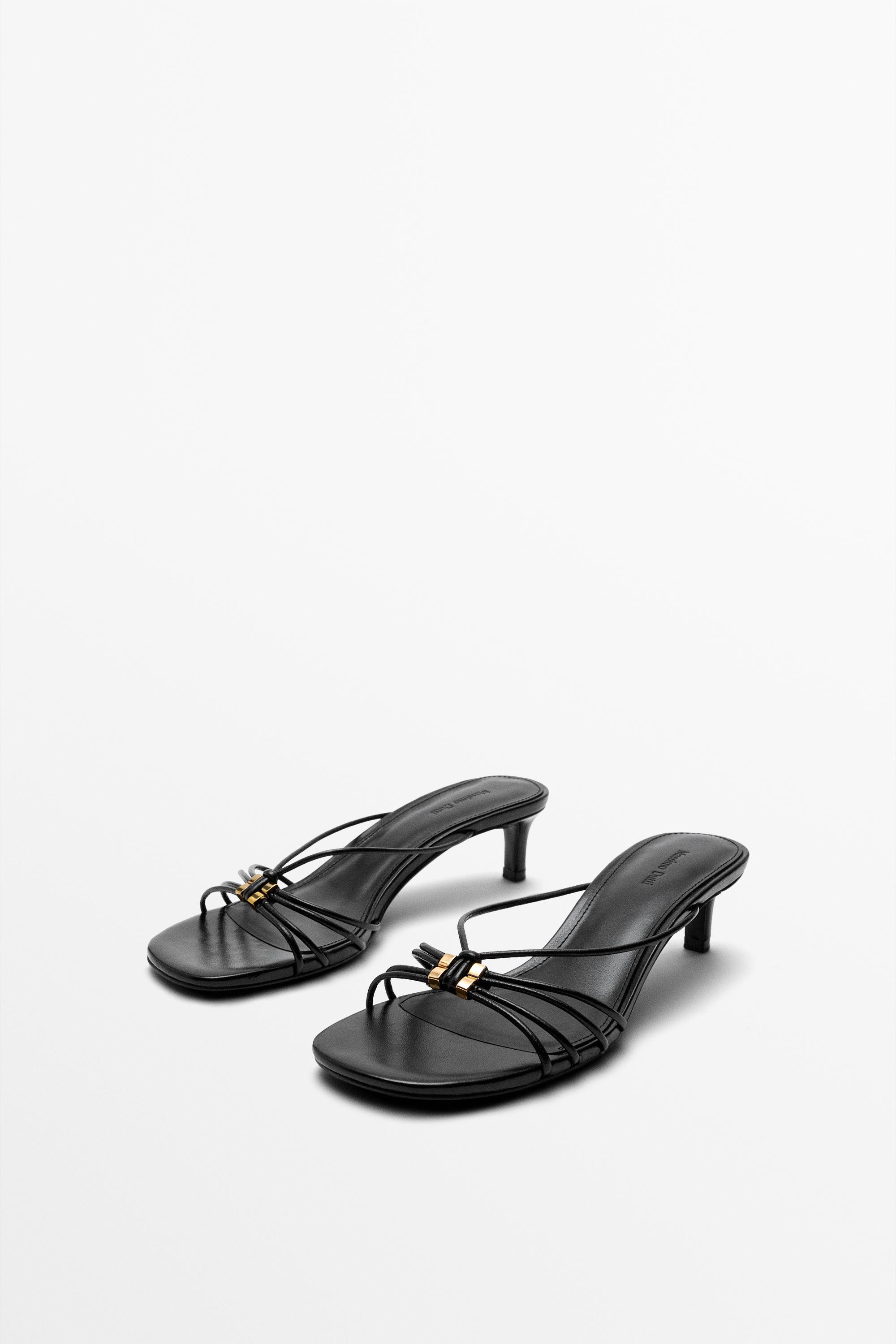 Strappy heeled sandals with embellished detail | Zara US