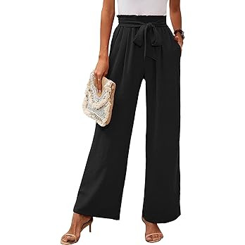 Heymoments Women's Wide Leg Lounge Pants with Pockets Lightweight High Waisted Adjustable Tie Kno... | Amazon (US)