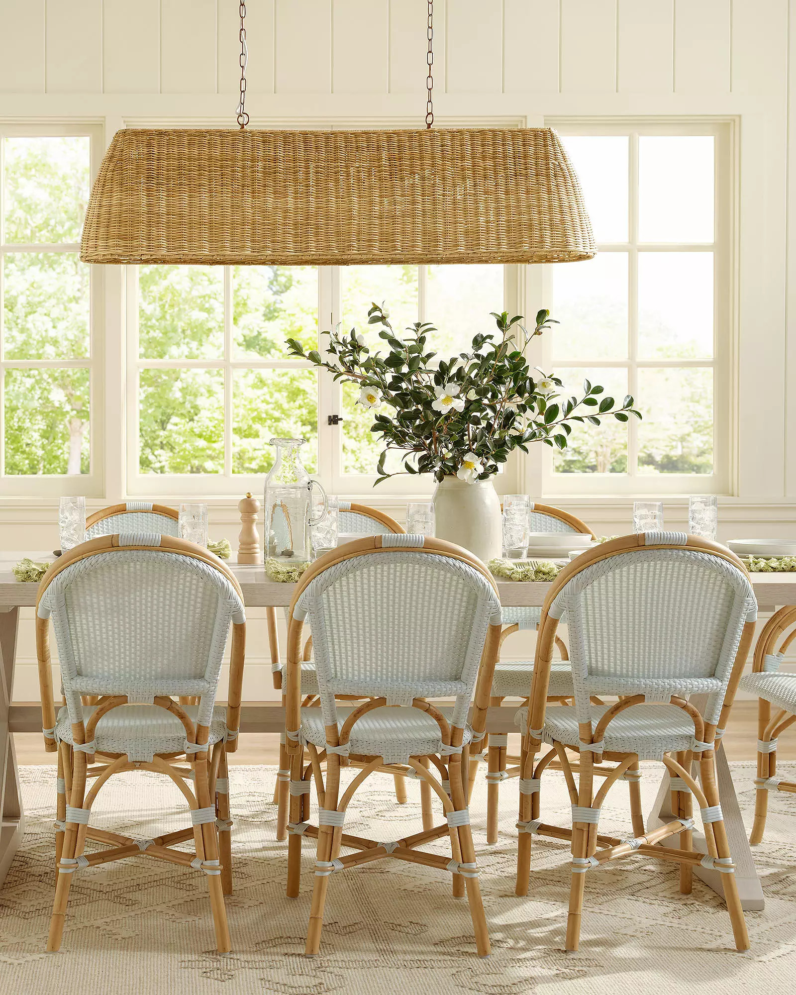 Santa Barbara Rattan Linear Chandelier | Serena and Lily