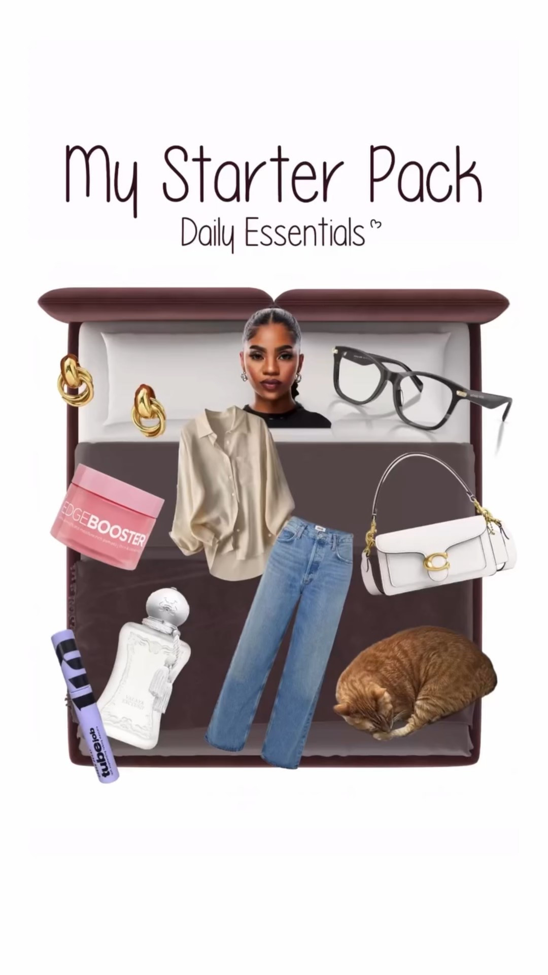 If you told me to “be ready in 5 minutes”, these are the first things I’m grabbing to step out!🚶🏽‍♀️

•𝐁𝐮𝐭𝐭𝐨𝐧 𝐔𝐩 + 𝐎𝐯𝐞𝐫𝐬𝐢𝐳𝐞𝐝 𝐉𝐞𝐚𝐧𝐬: easy to throw on, no need to iron, and regardless of how I’m feeling about my body that day, it always works for me!👖
•𝐆𝐨𝐥𝐝 𝐄𝐚𝐫𝐫𝐢𝐧𝐠𝐬: I’m usually wearing black, denim or a warm tone so gold accessories are always safe. Also, my mom ingrained in me at a young age that I NEVER leave the house without earrings so there’s that.✨
•𝐌𝐊 𝐆𝐥𝐚𝐬𝐬𝐞𝐬: I just ordered two new frames in the past week bc I want to start giving my eyes a break from wearing contacts every.single.day. I’ve always been intimidated by those “TT” frame but turns out, they’re actually really cute on me and are a great accessory to amp up any outfit I’m wearing! (you can see them in my last post)🤓
•𝐄𝐝𝐠𝐞 𝐂𝐨𝐧𝐭𝐫𝐨𝐥: Okay so hear me out. There have been days where I straight up don’t touch to my head at all. Oh but once I lay those edges…YOU’D NEVER KNOW! Def got lucky with this one 🙌🏽
•𝐂𝐨𝐚𝐜𝐡 𝐁𝐚𝐠: So like I said, I wear alot of black, denim, and neutral colors.. and my tan tabby literally goes with alllll-lat! She’s the perfect size too, just big enough to hold my wallet, lips combo, and keys. I can fit my Canon in there too if needed.😌
•𝐕𝐚𝐥𝐚𝐲𝐚 𝐄𝐱𝐜𝐥𝐮𝐬𝐢𝐟: So I knew nothing about this perfume until @dillards gifted it to me, and now I’m obsessed! It’s super fem with its floral tones and a little definitely goes a long way with this fragrance. Then look at how cute the bottle is, I mean COME ONNN. 👏🏽
•𝐔𝐫𝐛𝐚𝐧 𝐃𝐞𝐜𝐚𝐲 𝐌𝐚𝐬𝐜𝐚𝐫𝐚: Another gift I received recently from @urbandecaycosmetics and is literally THE perfect everyday mascara. The brush keeps your lashes separated and gives you just enough makeup to make you look 👁️AWAKE👁️. Def for the no make-up make-up girlies!
•𝐌𝐲 𝐂𝐚𝐭: Daily emotional support omw out💀🧡

What are some of your daily essentials? 
-
-
-
#starterkits #dailyessentials #beautyproduct #grwmroutine #myfavoritethings