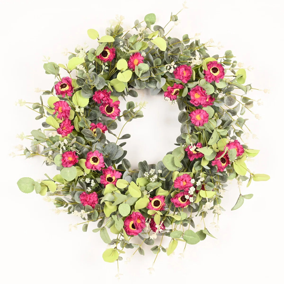 26" Artificial Everyday Eucalyptus Berry Daisy Front Door Wreath | Wayfair North America