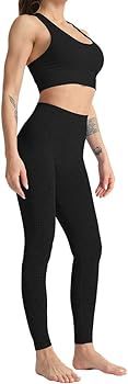 WodoWei Women 2 Piece Workout Outfits Sports Bra Seamless Leggings Yoga Gym Activewear Set | Amazon (US)