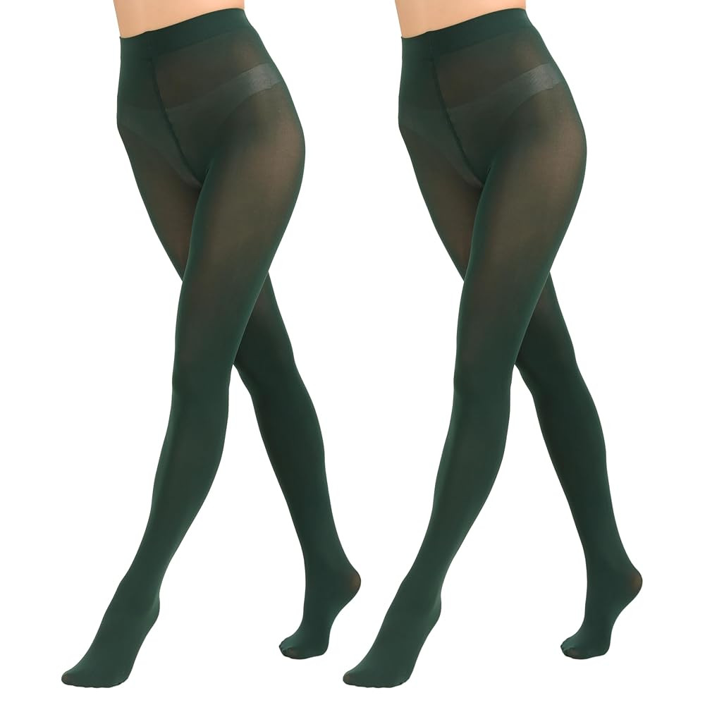 2 Pairs Women's Solid Color Tights 80D, Soft Opaque Microfiber Tights | Amazon (US)