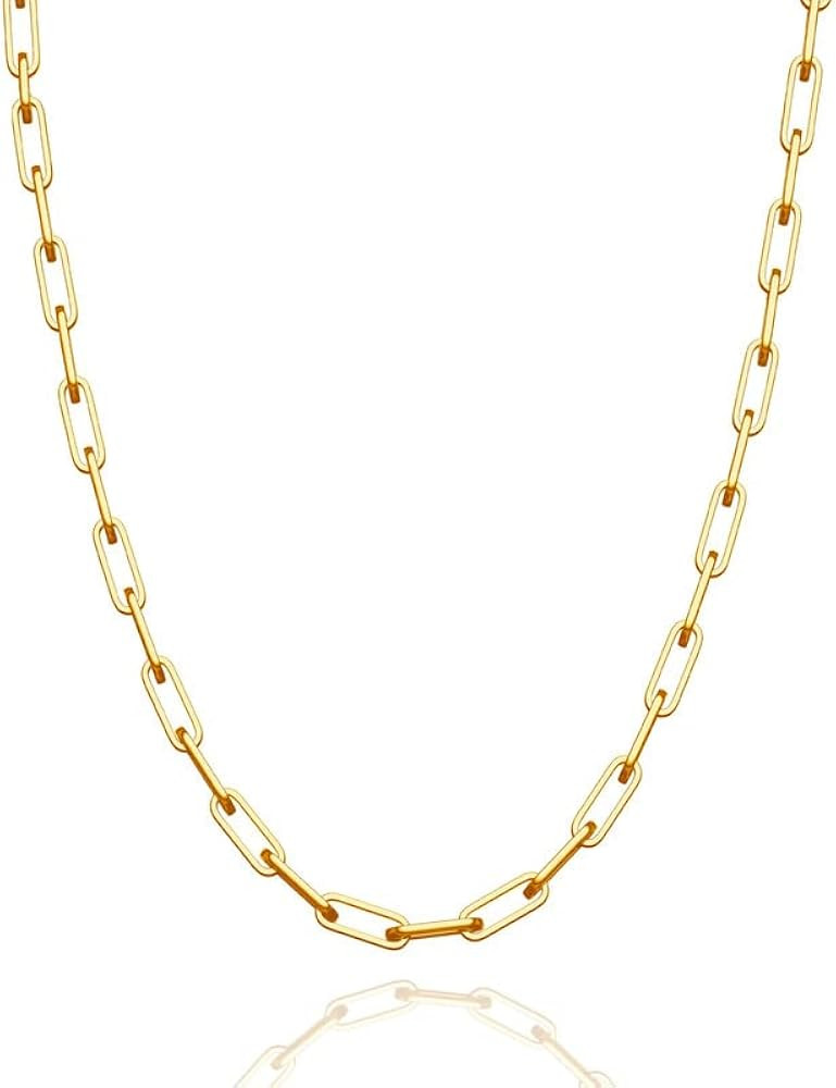 925 Sterling Silver Paperclip Chain 2/3/4/5mm Necklace for Women Men Silver/Gold Link Chain Neckl... | Amazon (US)