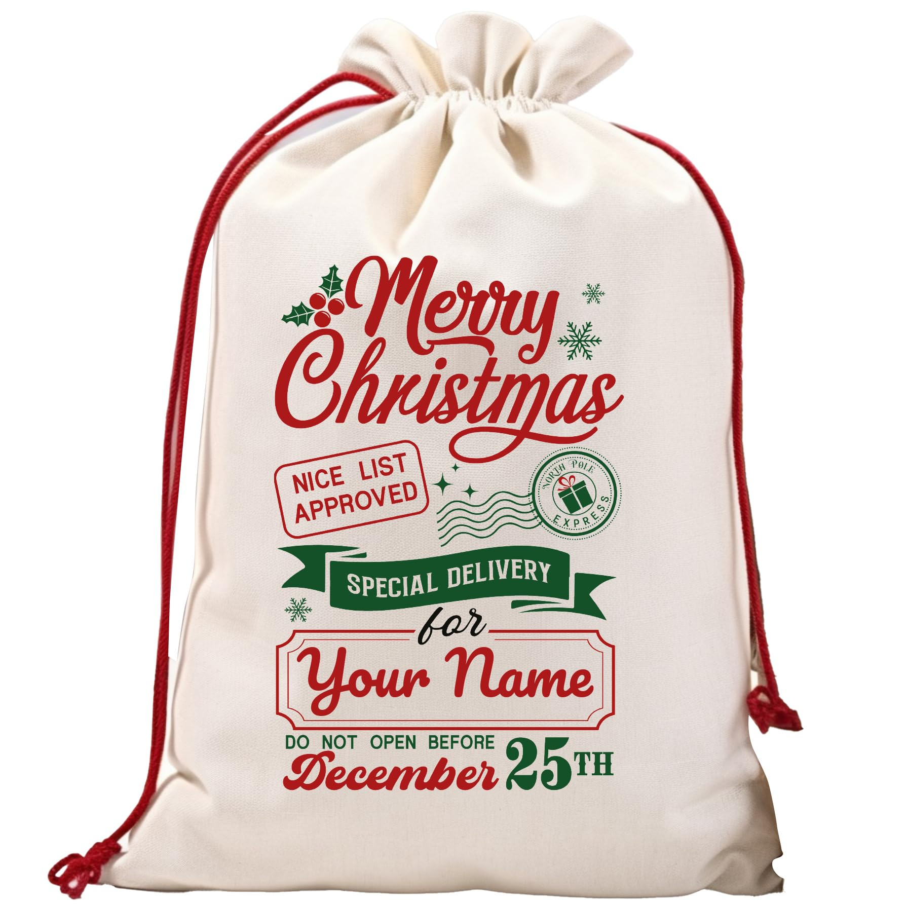 Personalized Santa Sacks with Drawstring | 17x20" Custom Name Christmas Gift Bags for Kids and Ad... | Amazon (US)