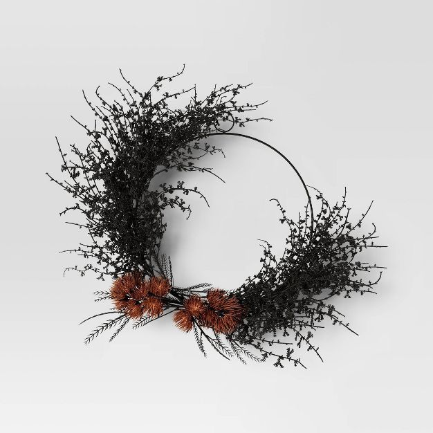 Grass and Protea Wreath Black - Threshold&#8482; | Target