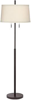 Nayla Modern Lamp Floor Standing 62.5" Tall Bronze Steel Slender Column Off White Fabric Tapered Dru | Amazon (US)