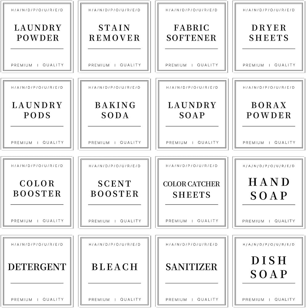TESWEY Laundry Labels - 18PCS PVC Set for Organizing, Waterproof for Laundry Containers & Glass J... | Amazon (US)