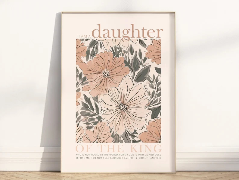 I Am a Daughter of the King Bible Verse Poster/canvas Wall Art, Boho Christian 2 Corinthians 6:18... | Etsy (US)