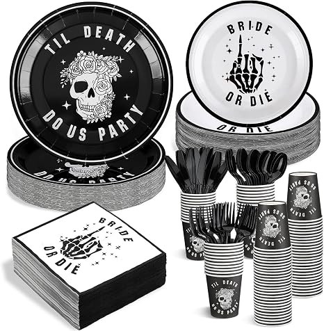 Norme 244 Pack Halloween Bride or Die Bachelorette Party Tableware Set Include 24 Pack 9 Inch 7 I... | Amazon (US)