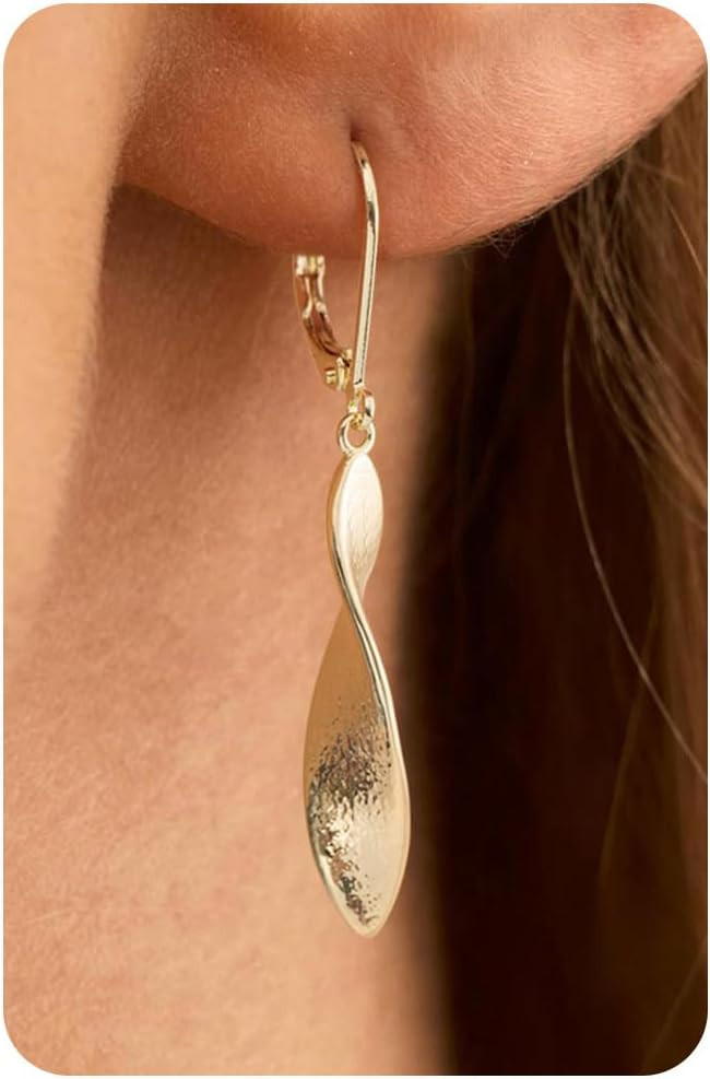Dangle Earrings for Women, 14K Gold Plated/Sterling Silver Leverback Drop Earrings Hypoallergenic Leverback Dangle Jewelry Gift for Women | Amazon (US)