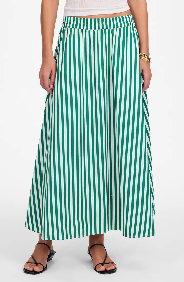 Stripe Cotton Poplin Midi Skirt | Nordstrom Rack