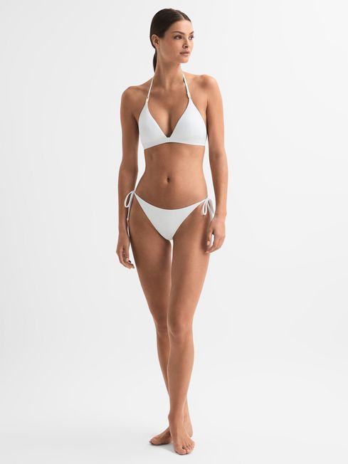 Reiss White Ripley Triangle Halterneck Bikini Top | Reiss UK