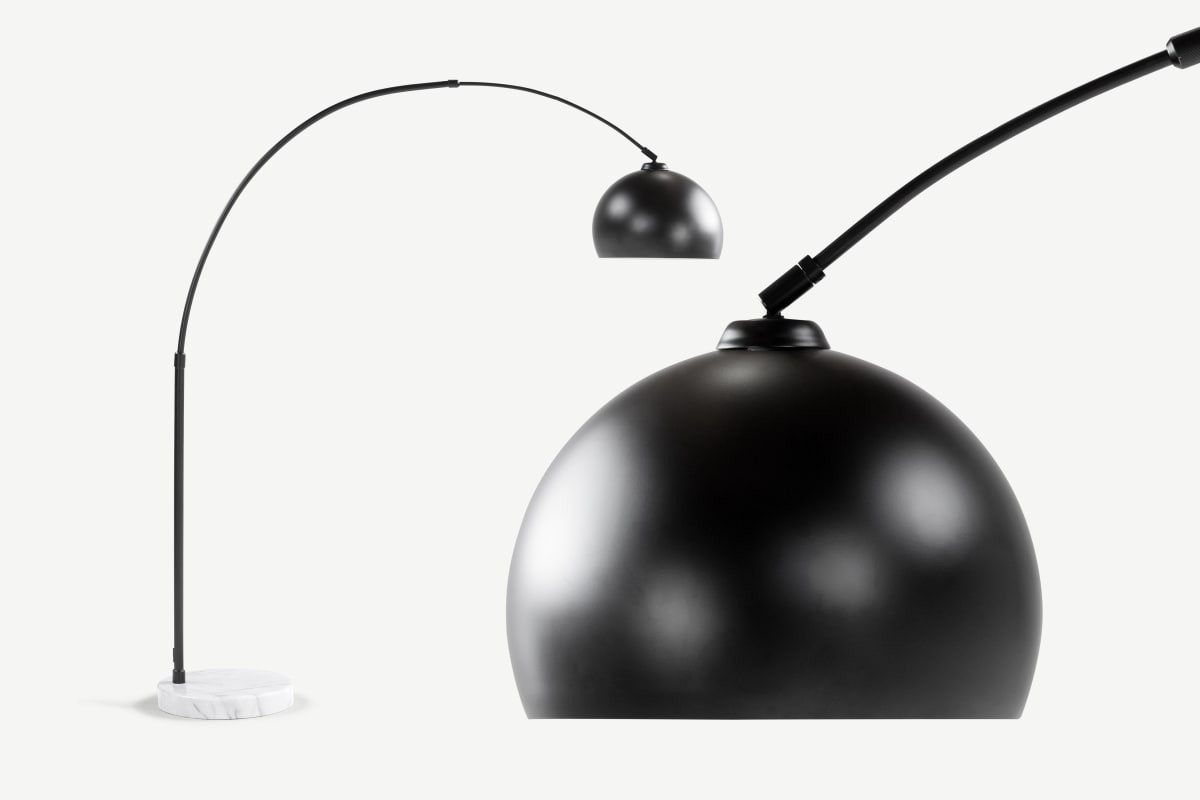 HomeLampenStehlampenBow Bogenlampe, Mattschwarz und Marmor | MADE.com (DE & AT)