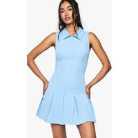 boohoo Women's Tennis Skirt Mini Dress in Powder Blue | Size: 12 | Woven | boohoo (US & Canada)