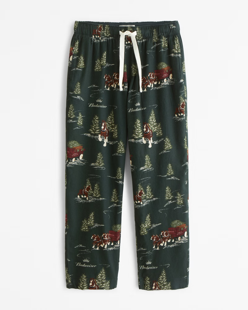 Abercrombie & Fitch Men's Budweiser Graphic Flannel Sleep Pant in Deep Green Pattern - Size XS | Abercrombie & Fitch (US)