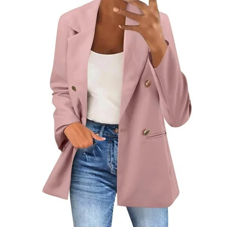 Blazer Jackets for Women Blazers for Women Fashion Casual Women Business Attire Fashion Slim Pink Blazer for Women L | Walmart (US)