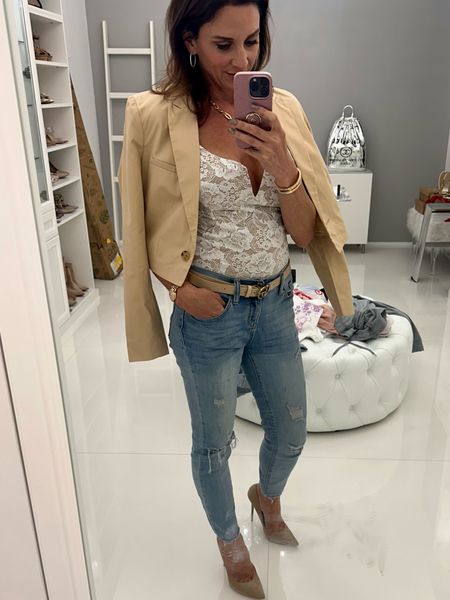 Never go wrong with Lace cami- string body and cropped blazer with jeans. Neutral color so wear all year long.

#LTKFindsUnder50 #LTKFindsUnder100 #LTKStyleTip