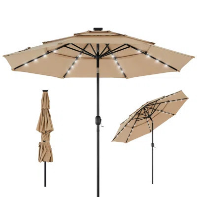 3-Tier Solar Outdoor Patio Umbrella | Wayfair North America