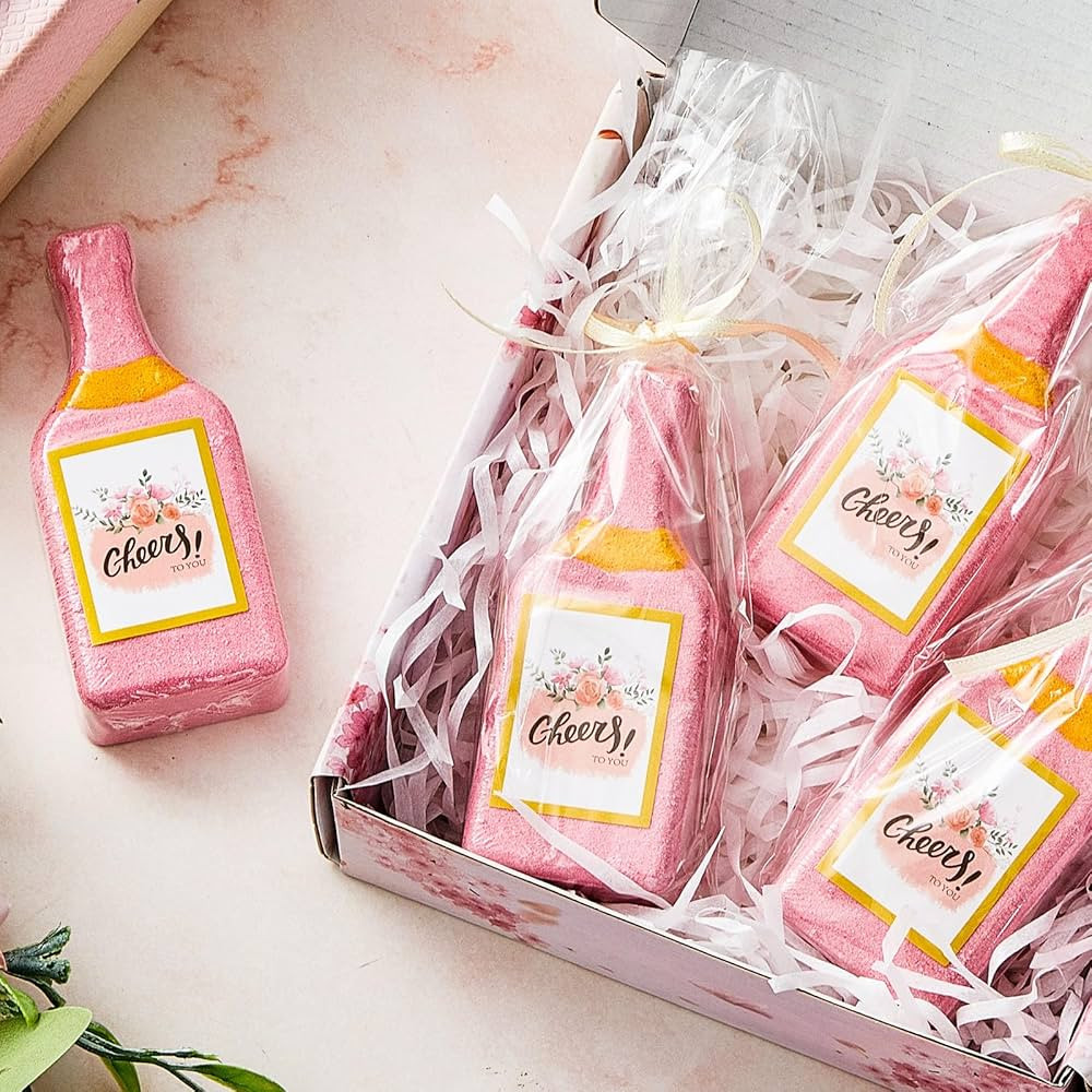 Champagne Bath Bomb Gift Set Pink Wedding Bath Bombs in Bulk Individually Wrapped Valentines Day ... | Amazon (US)