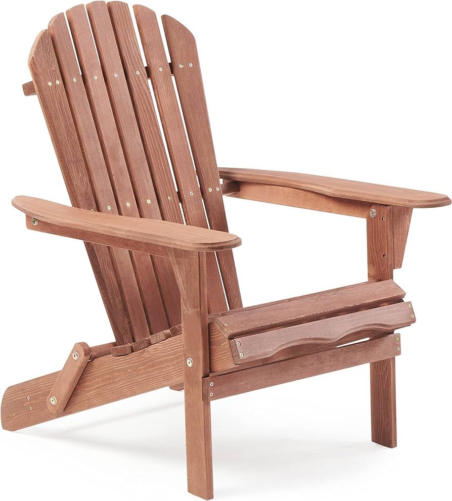 Wooden Folding Adirondack Chair Half Pre-Assembled, Wood Lounge Chair for Outdoor Patio Garden La... | Amazon (US)