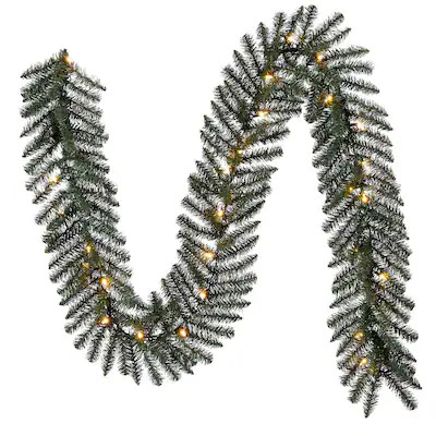 Holiday Living Indoor/Outdoor Pre-lit Battery-operated 9-ft Ellston pine Artificial Garland with ... | Lowe's
