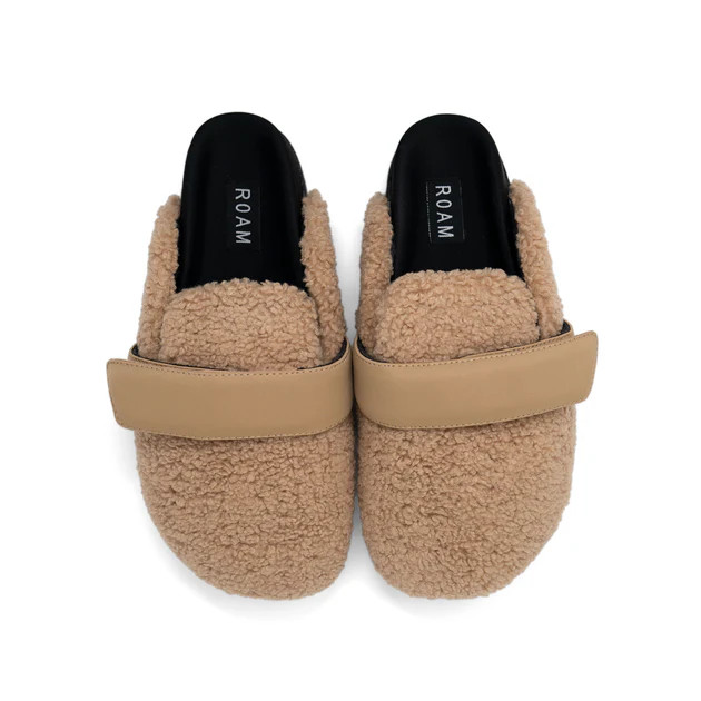 ROAM FUZZY LOAFER MULE BEIGE FAUX SHEARLING | ROAM