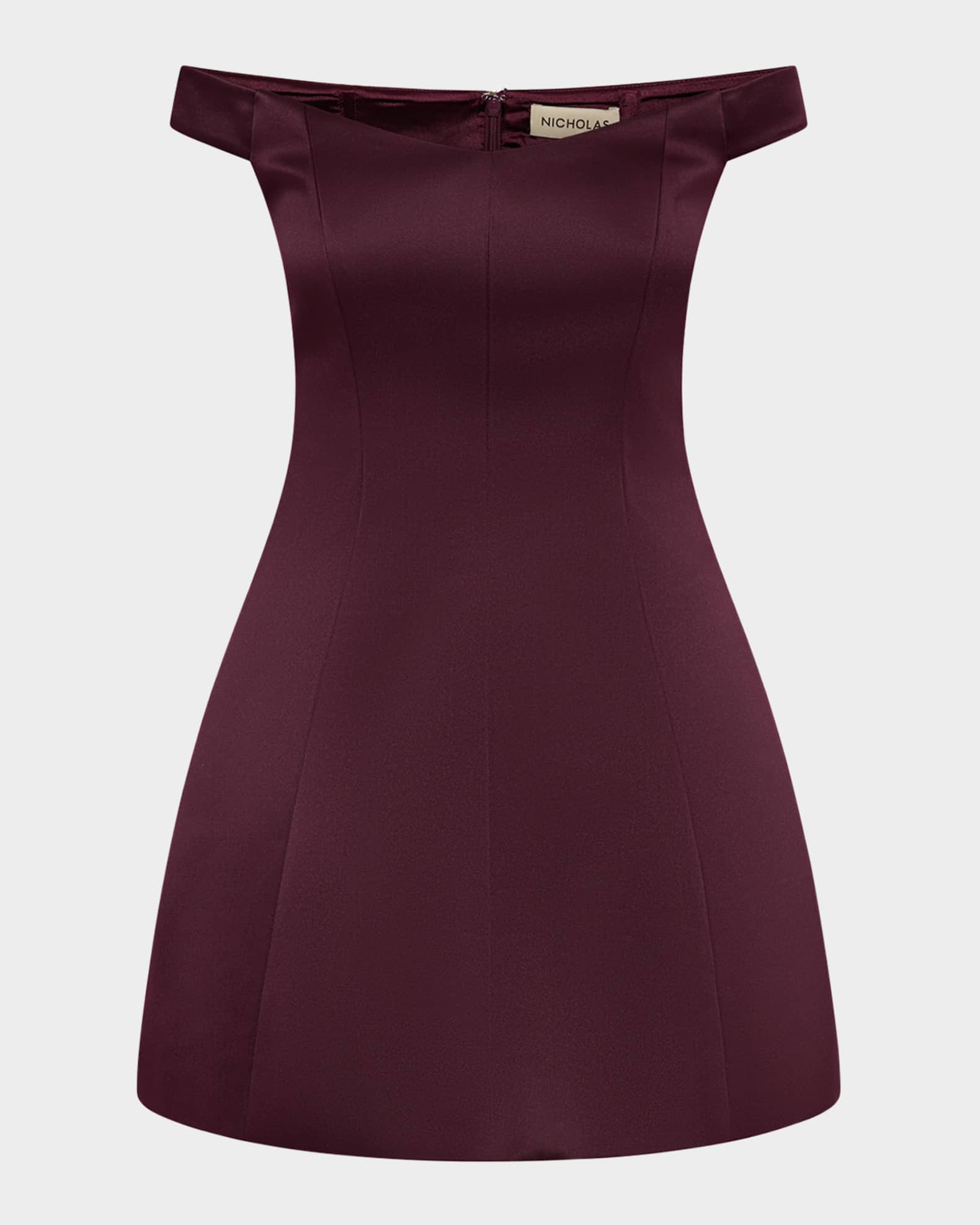 NICHOLAS Lilly Seamed Off-Shoulder Mini Dress | Neiman Marcus