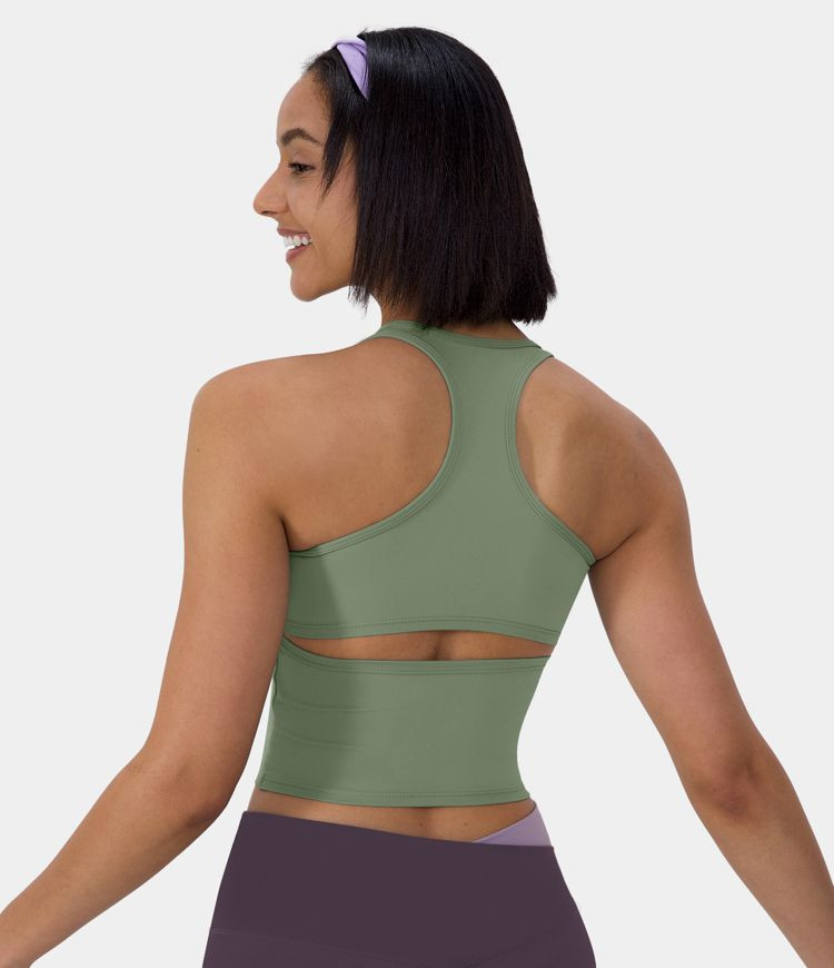 Women’s Softlyzero™ Plush U Neck Backless Racerback Cut Out Cropped Yoga Tank Top - Halara | HALARA