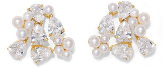 Pearl and zirconia recycled gold vermeil earrings - COMPLETEDWORKS | 24S (APAC/EU)