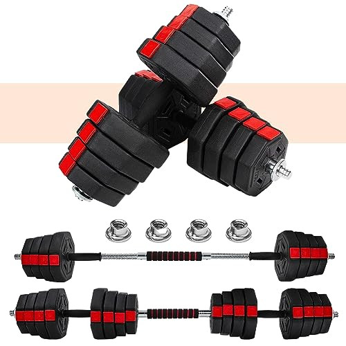 Yes4All Upgraded 44lbs/66lbs Pair Adjustable Weights Dumbbells Set, Free Weights Dumbbells Set with Connector and Stainless Steel Handle, Fitness Exercises for Home Gym, Cement Mixture | Amazon (US)