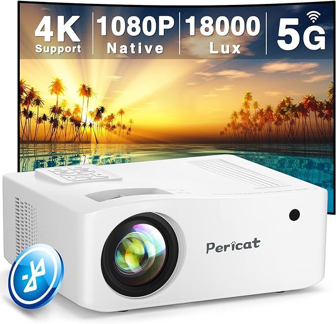 5G WiFi Bluetooth Projector, Native 1080P Outdoor Movie Projector with 350" Display, 18000L 600 A... | Amazon (US)