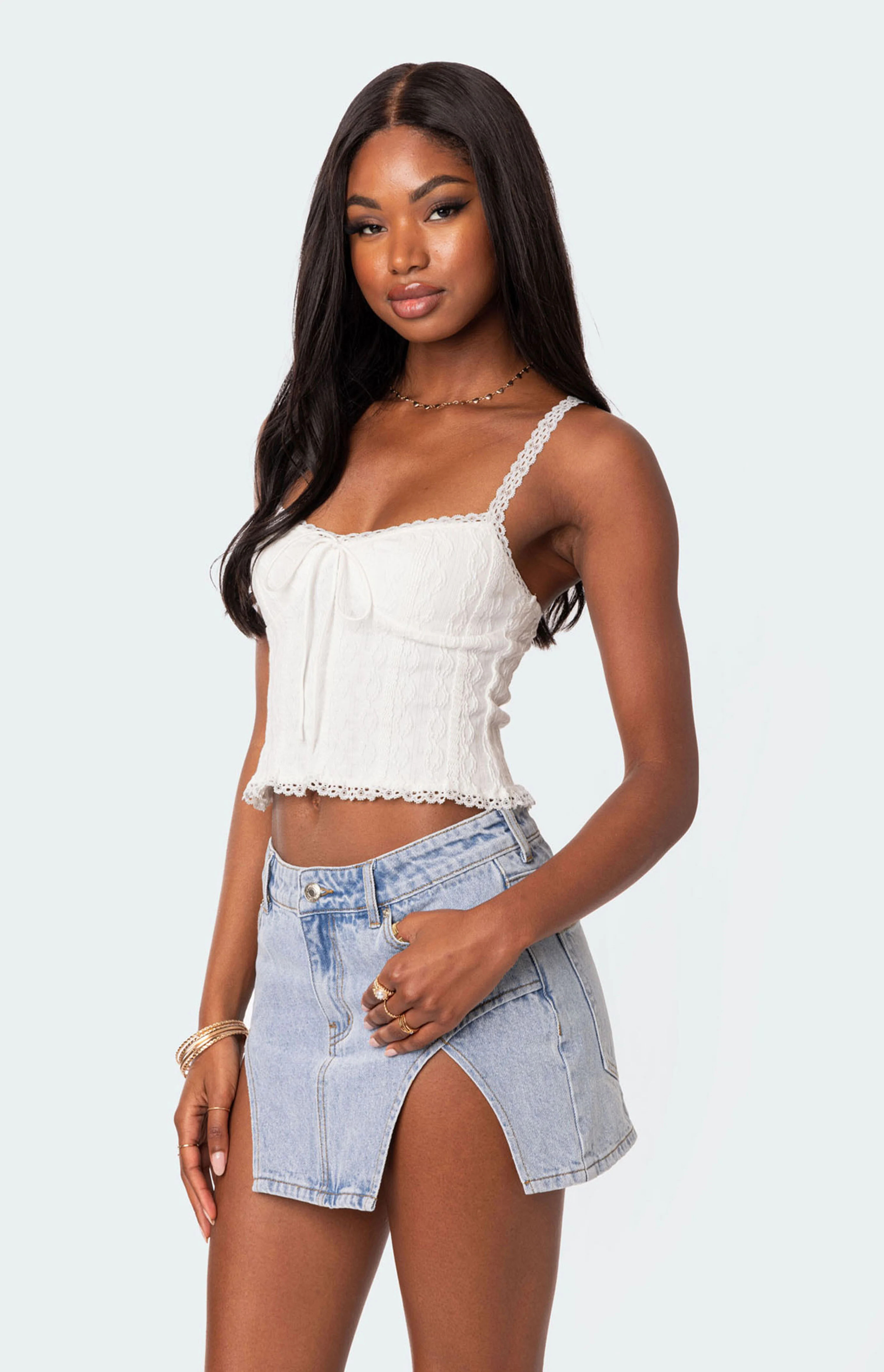 Edikted Lacey Knit Tank Top | PacSun