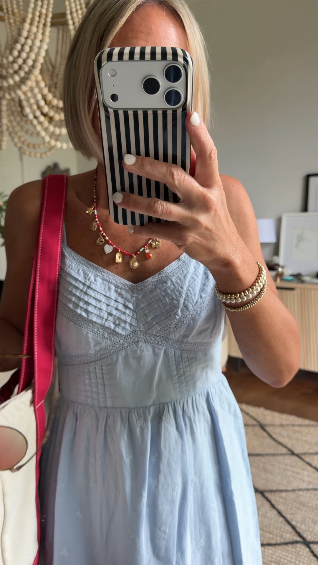 memorial day look on sale!
dress also comes in navy- in my true size
xs.  it’s under $40. Lined, adjustable straps

charm necklace on sale
tote on sale

#LTKgrwm #LTKSaleAlert #LTKOver40