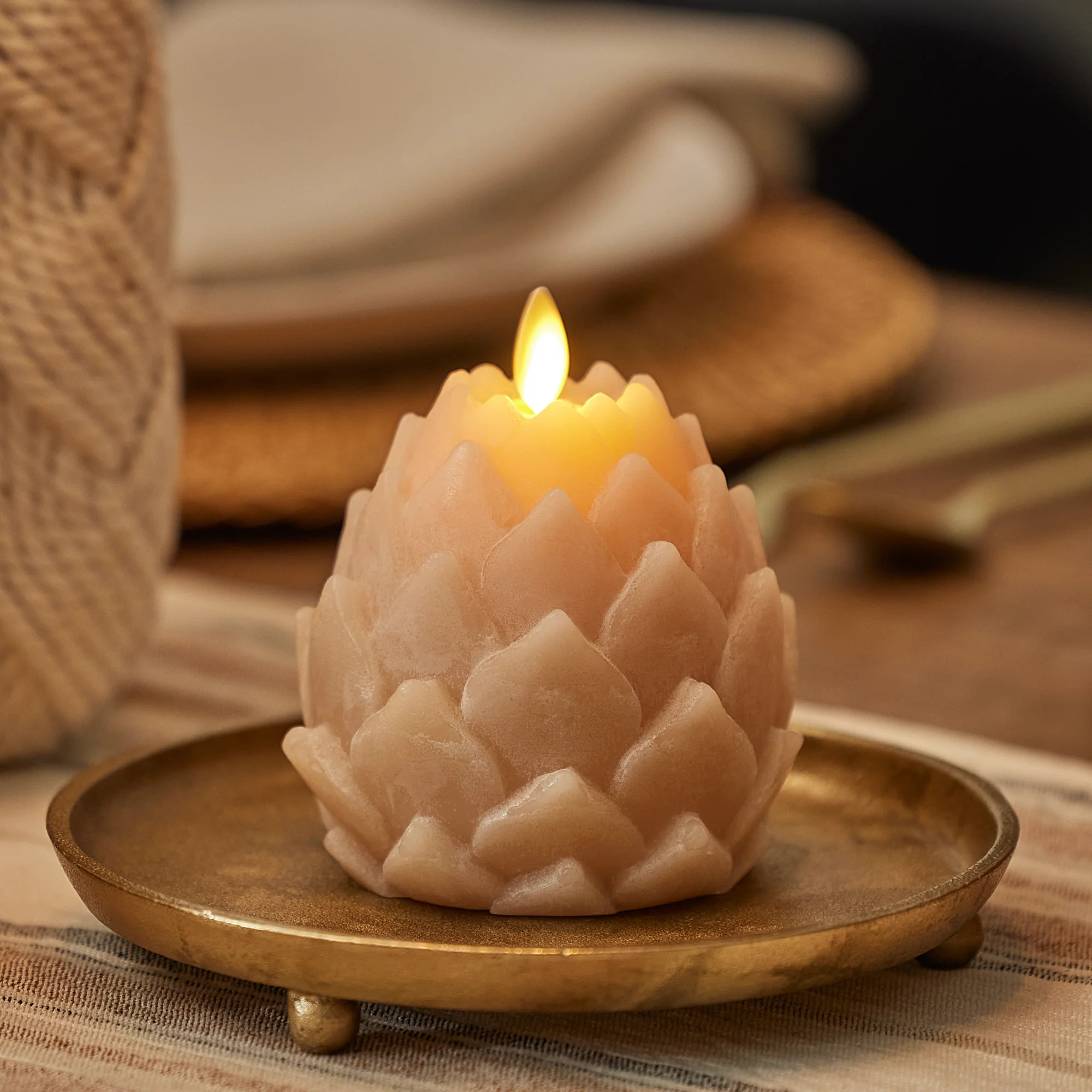 Irish Cream Chalky Flameless Candle Artichoke | Luminara