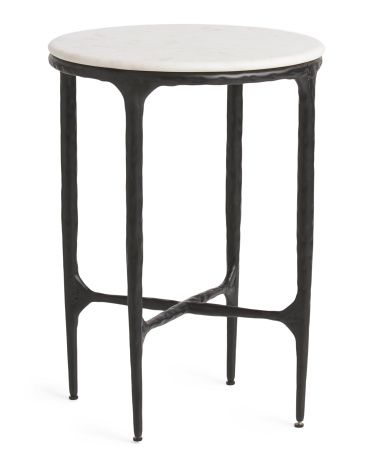 Marble Top Round Iron Stand Side Table | TJ Maxx