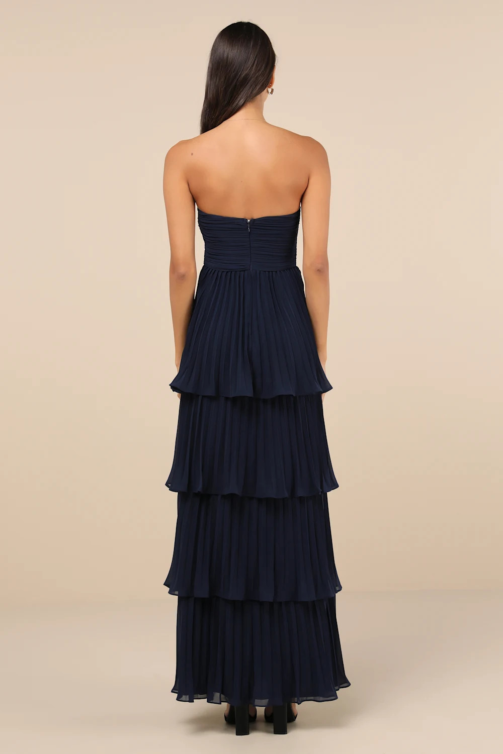 Seriously Sensational Navy Blue Strapless Tiered Maxi Dress | Lulus