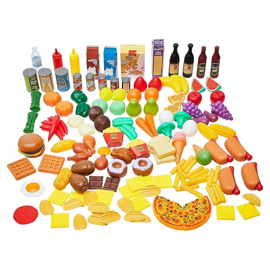 Amazon Basics Pretend Toy Play Food for Kids Ages 3 and Up, Set of 150 Pieces, Multicolor | Amazon (US)