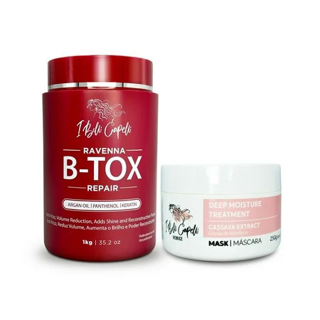 Kit I Belli Capelli Hair Ravenna B-tox Repair 1Kg/35.2 oz and Venice Máscara Extrato Mandioca 250g/8.8 oz Complete Treatment | Walmart (US)