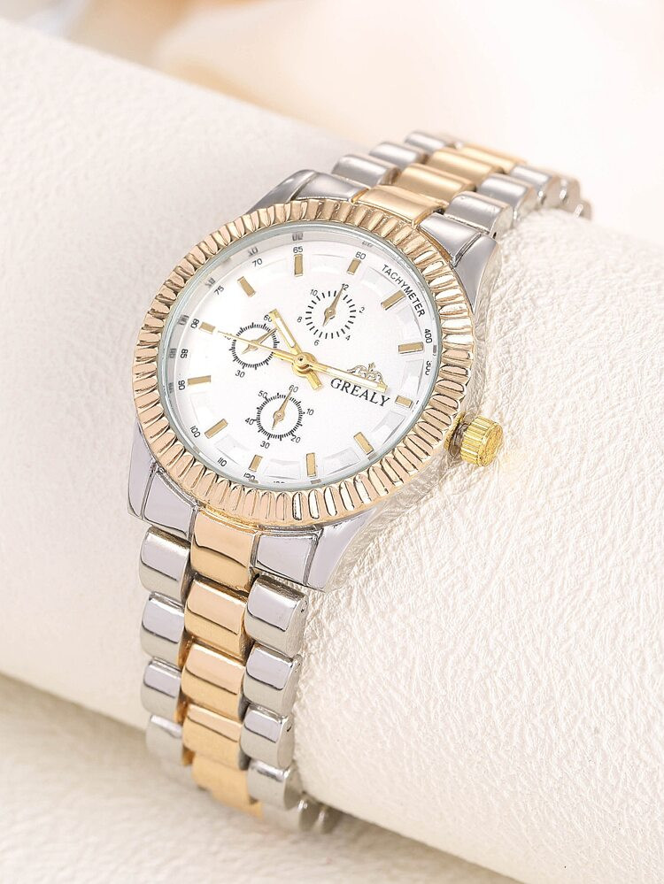 Triple Dial Round Pointer Quartz Watch | SHEIN