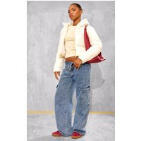 Cream Basic Hooded Zip Up Cropped Puffer Jacket | PrettyLittleThing US