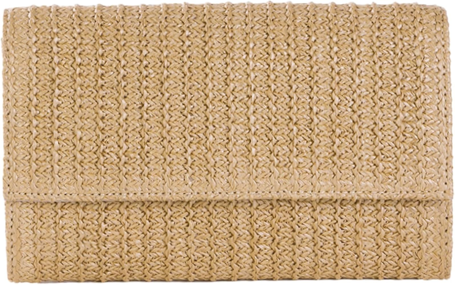 Natural Straw Flat Clutch Women 2026 Boho Purse Top Handle Crossbody Handbag Stylish Woven Envelo... | Amazon (US)