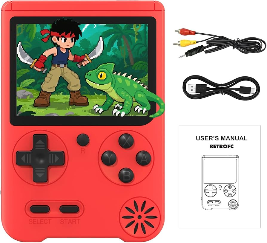 Retro Gaming Console with 500 Classic Games, Red Handheld Game Console with 3.0 Inch IPS Screen &... | Amazon (US)