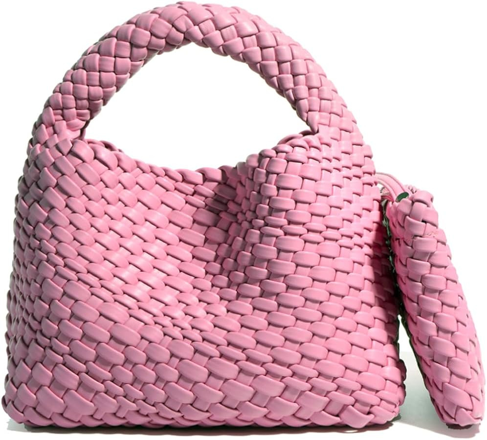 JINMANXUE Fashion Handbag For Women Woven Tote Bag Bucket Composite Bag Knitting Chain Bag Female... | Amazon (US)