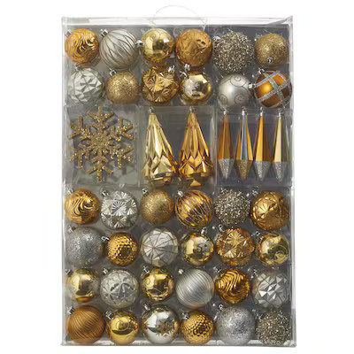 Nearly Natural 52 -Pack Bronze (assorted) Indoor Shatterproof Ornament set Lowes.com | Lowe's