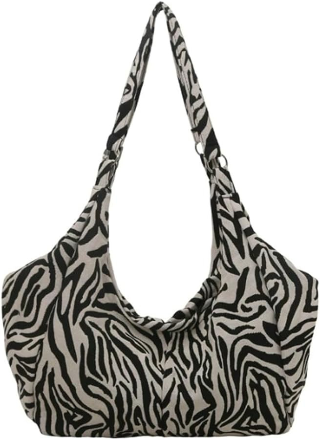 Slouchy Shoulder Bag for Women Trendy Zebra-print Tote Handbag Y2k Purse Top Handle Underarm Bags... | Amazon (US)